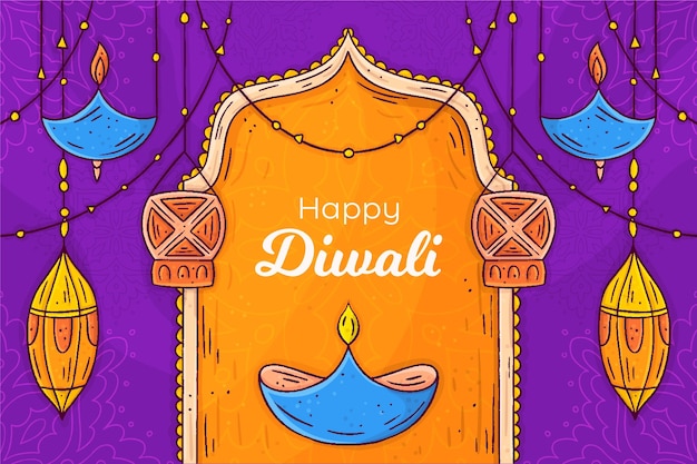 Vector hand drawn diwali concept