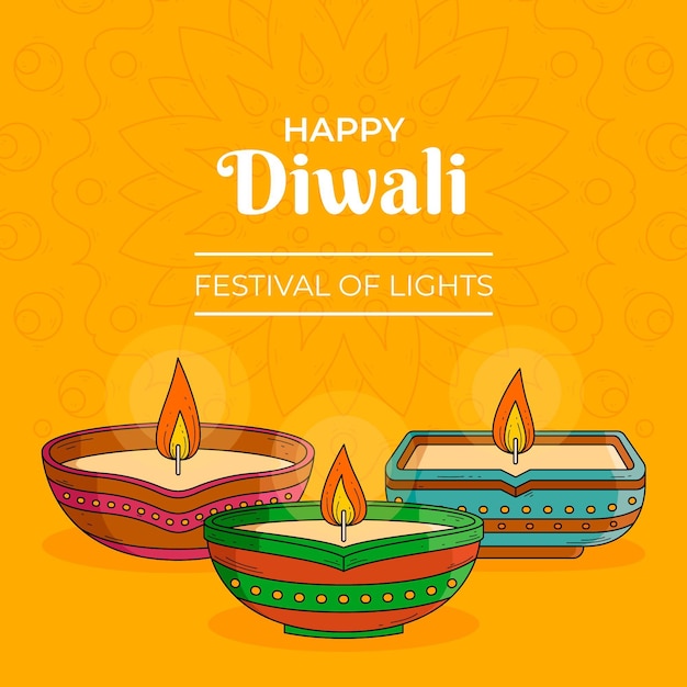 Hand drawn diwali concept