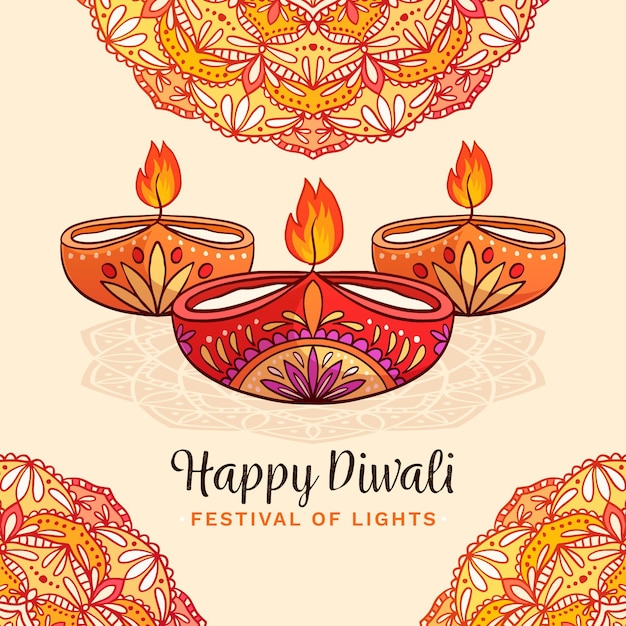 Vector hand drawn diwali concept