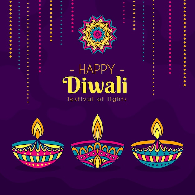 Vector hand drawn diwali concept