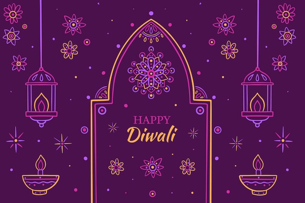 Vector hand drawn diwali illustration