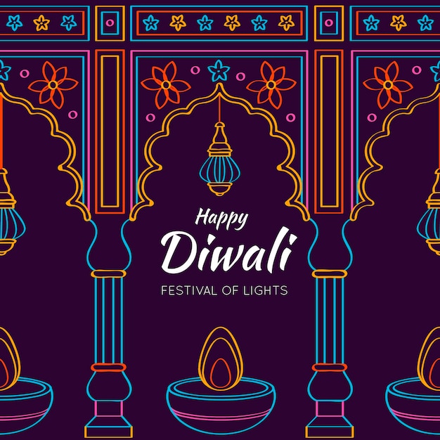 Vector hand drawn diwali