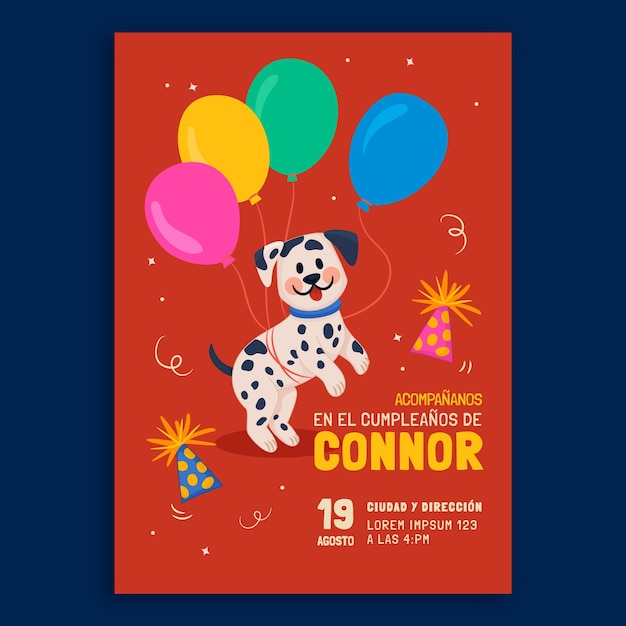 hand drawn dog birthday invitation