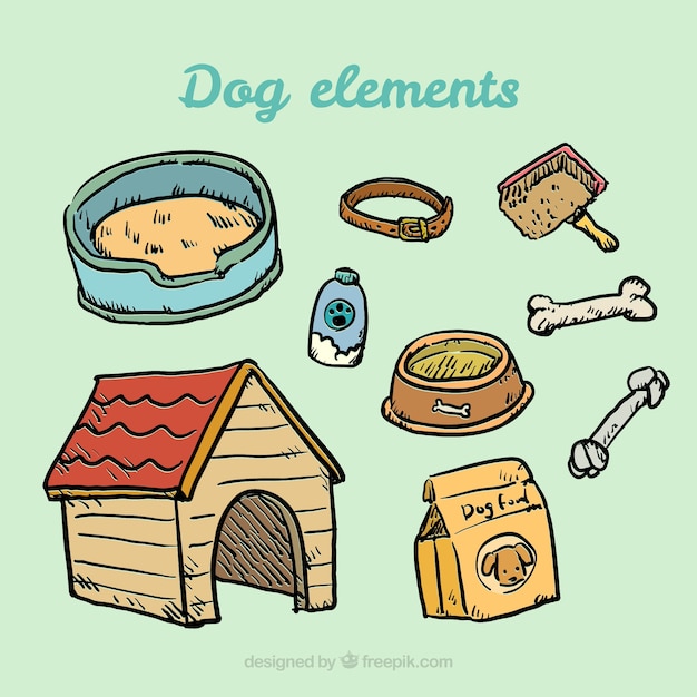 Vector hand drawn dog elements pack