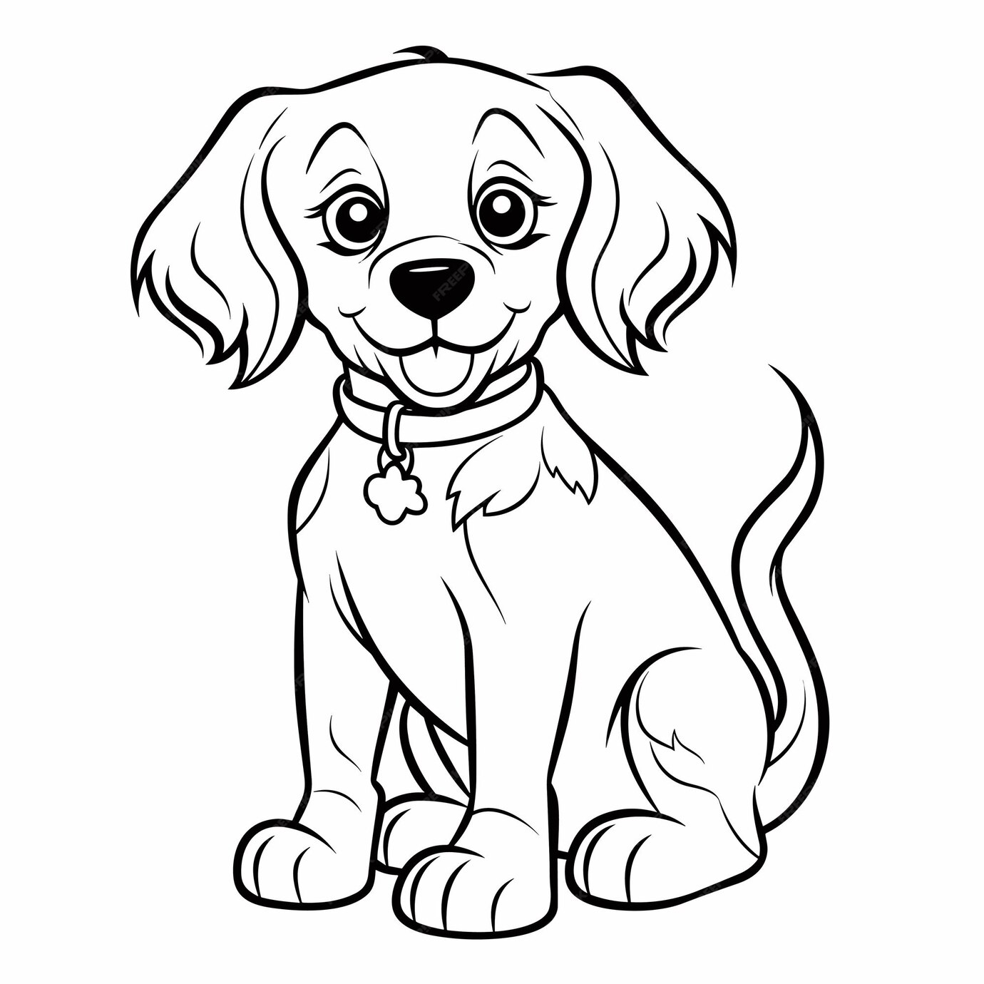 Hand drawn dog outline illustration Cute dog coloring pages for