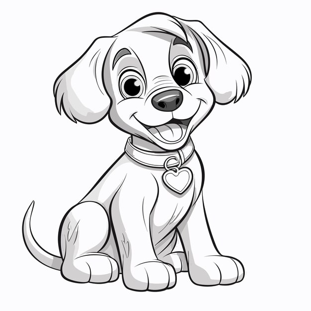 hand drawn dog outline illustration Cute dog coloring pages for children Black and white