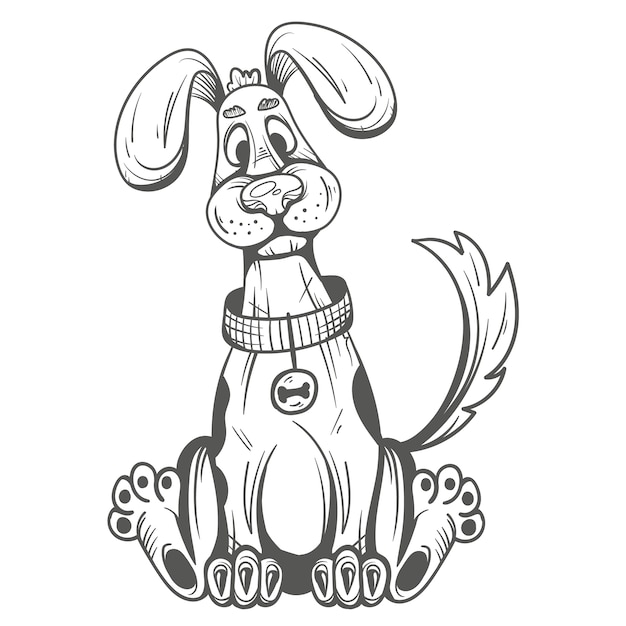 Vector hand drawn dog outline illustration