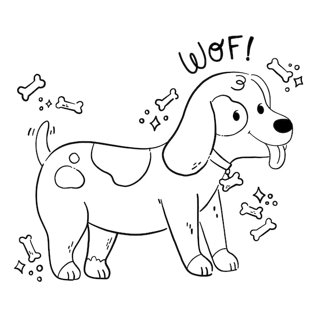 Hand drawn dog outline illustration