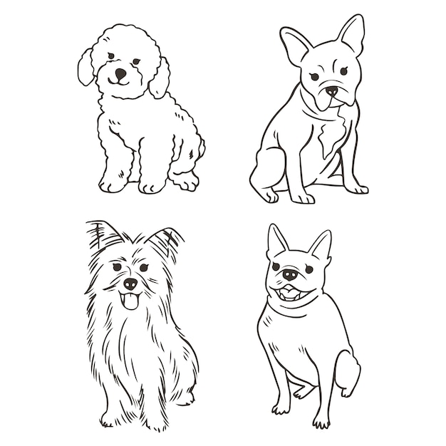 Vector hand drawn dog outline illustration