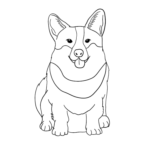 Hand drawn dog outline illustration