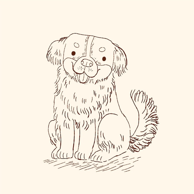 Hand drawn dog outline illustration