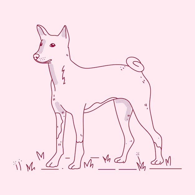 Illustrazione del profilo del cane disegnato a mano