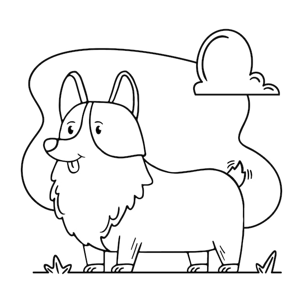 Hand drawn dog outline illustration