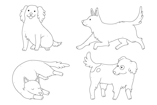 Hand drawn dog outline illustration