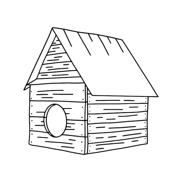 Hand drawn doghouse doodle Vector illustration of Dog house