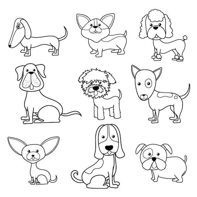 Hand drawn dogs outline