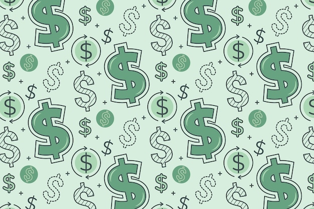 Vector hand drawn dollar sign pattern background