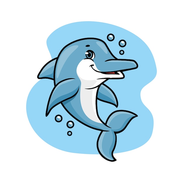 Vector hand drawn dolphin  cartoon illustration