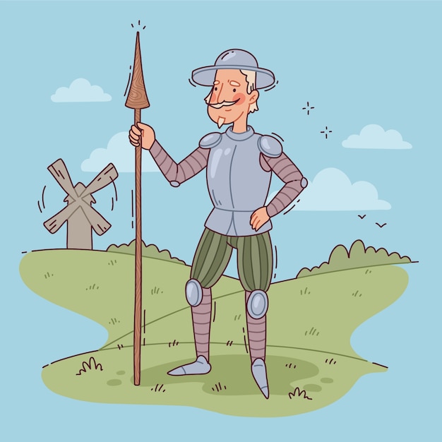 Hand drawn don quixote illustration