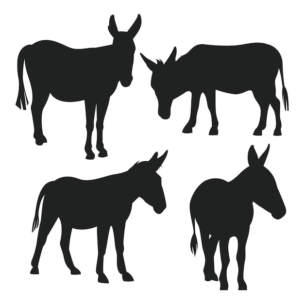 Vector hand drawn donkey  silhouette