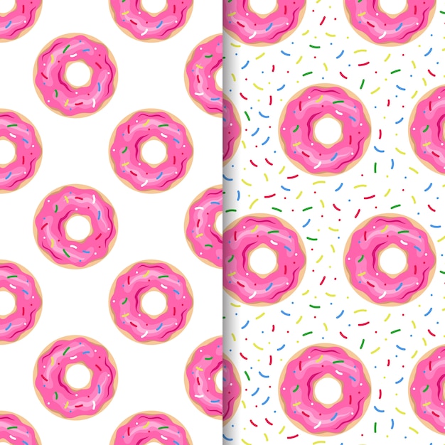 Hand drawn donut pattern set