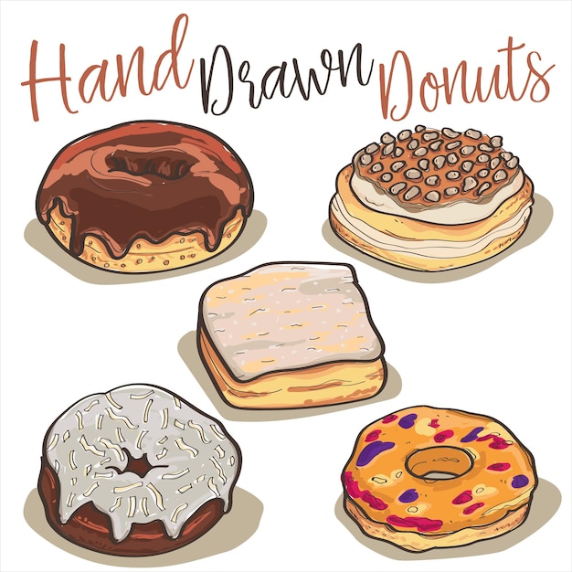 Vector hand drawn donut vector pastries doughnut sketch