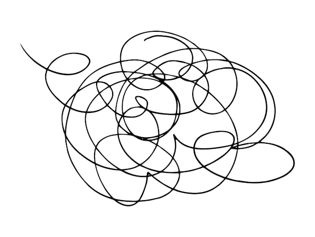 Нарисованные вручную каракули абстрактные запутанные каракули Векторные случайные хаотические линии