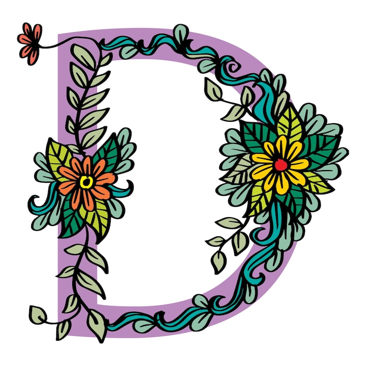 Vector hand drawn doodle alphabet letter d