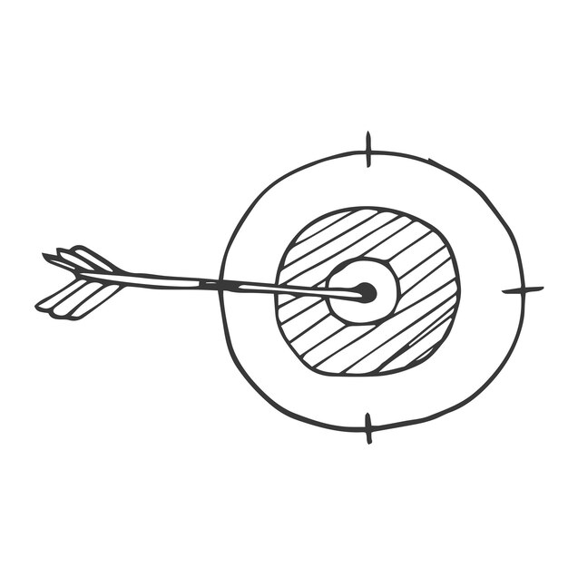 Вручную нарисованная стрелка и иллюстрация значка bullseye