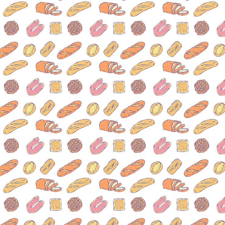 Vector hand drawn doodle bakery seamless pattern