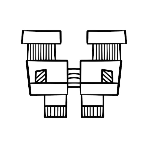 Hand drawn doodle binoculars over white background