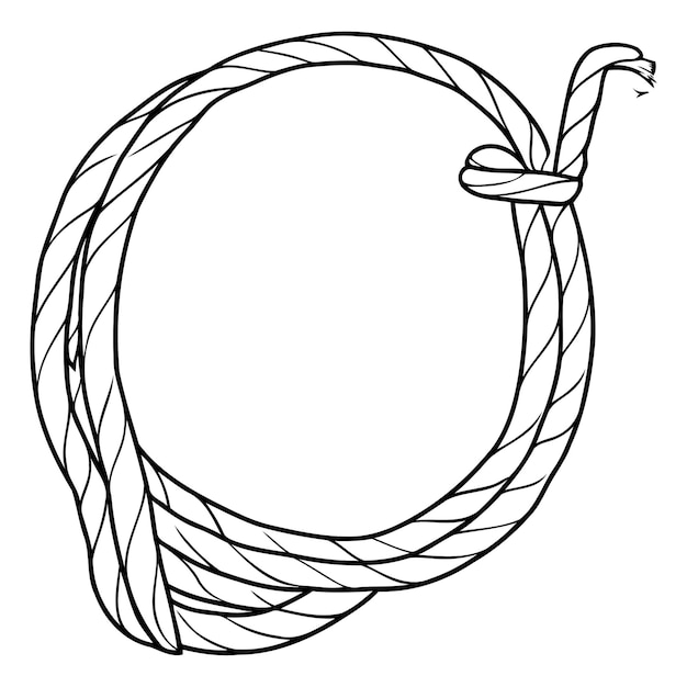 Vector hand drawn doodle black and white rope frame