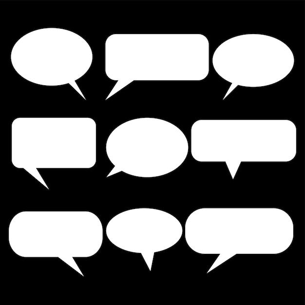 Vector hand drawn doodle blank speech bubbles set