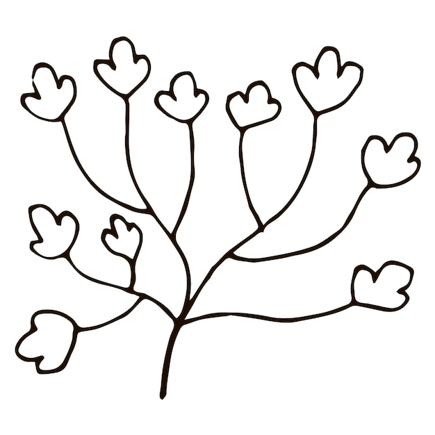 Hand drawn doodle bush isolated on white background for coloring book