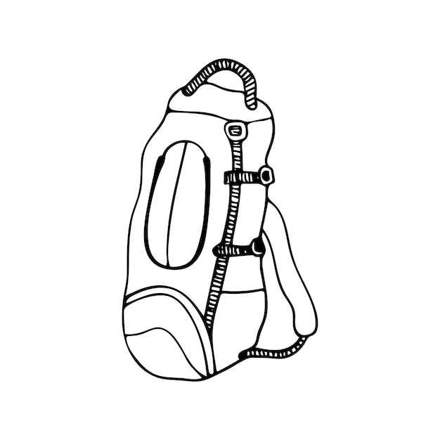 Hand drawn doodle camping backpack Vector travel rucksack clipart Outline