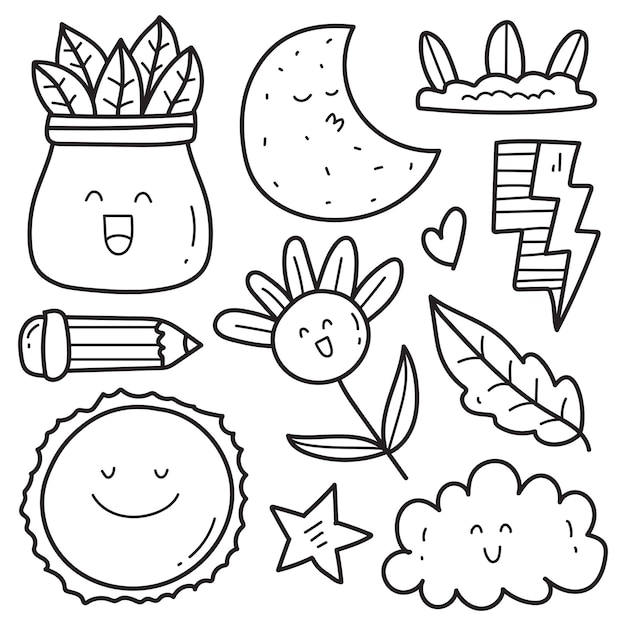 hand drawn doodle cartoon kawaii coloring design