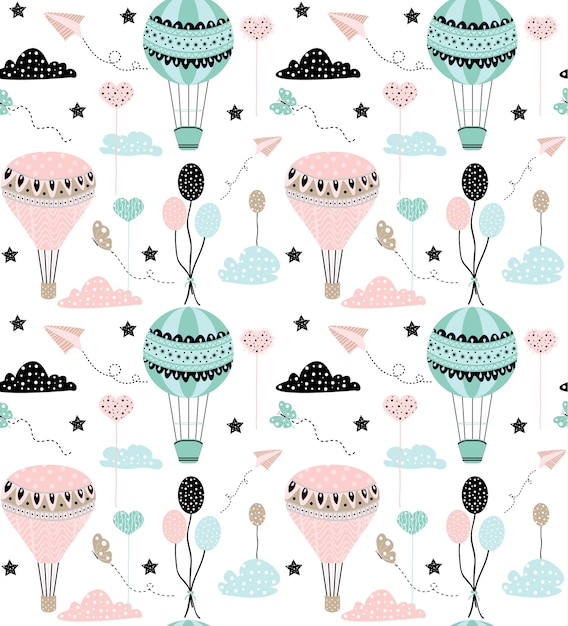 Vector hand drawn doodle childish seamless pattern