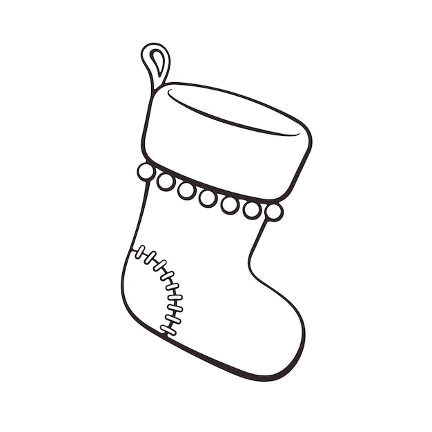 Hand drawn doodle of Christmas sock for gifts Vector illustration