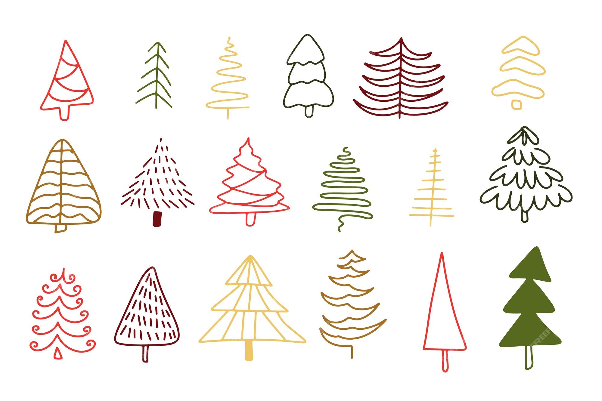 Premium Vector | Hand drawn doodle christmas tree collection kids ...