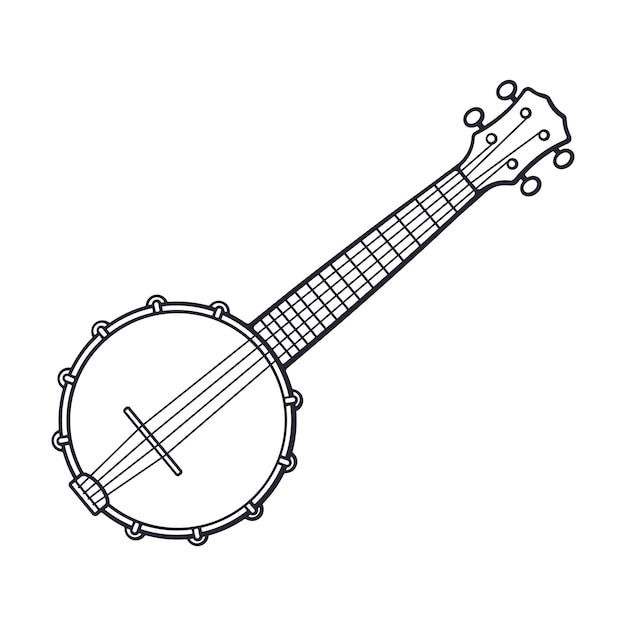 Scarabocchio disegnato a mano di banjo di musica country classica illustrazione vettoriale