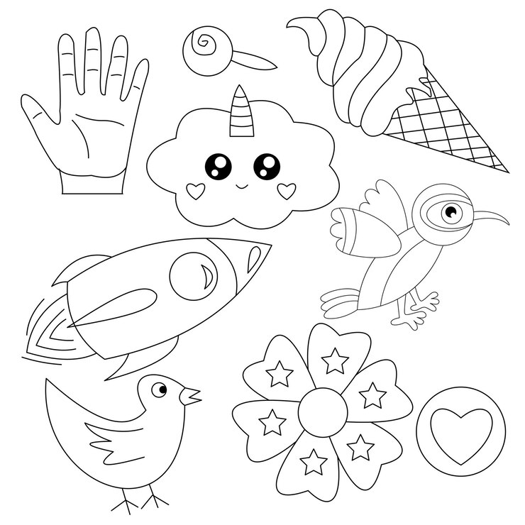 手描き落書き着色要素
