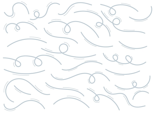 Hand drawn doodle curved line clip art