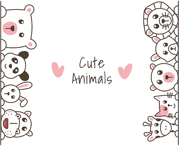 Hand drawn doodle cute animals