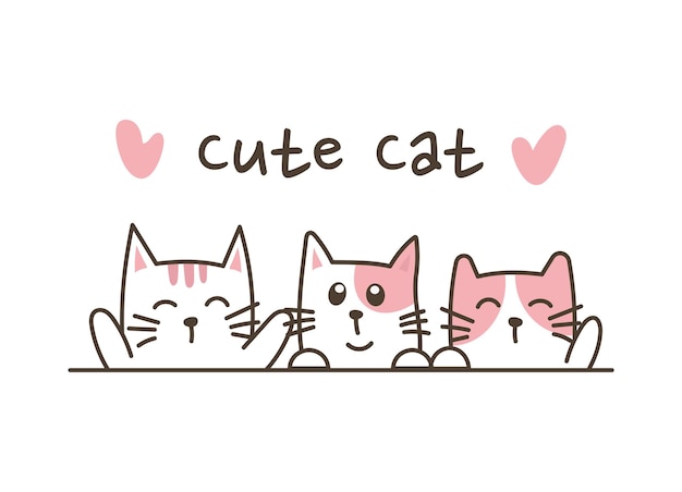 Hand drawn doodle cute cats