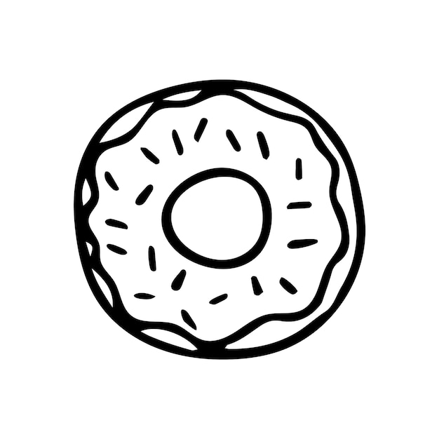 Hand drawn doodle cute donut Vector doughnut clipart Outline