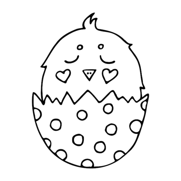 Hand drawn doodle cute little chick abstract vector minimalistic easter illustration