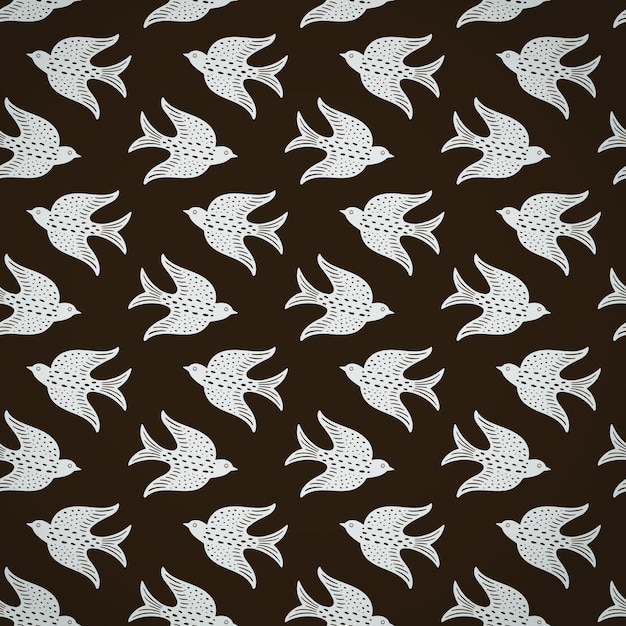 ベクトル 手描きのドゥードル 装飾的な鳥 縫い目なしの質感 スタイリッシュな民俗的な鳥 シルエットの縫い目ないパターン