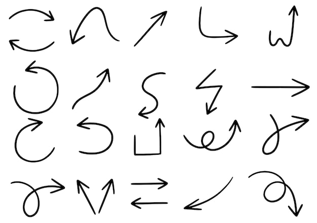 Elementi di design doodle disegnato a mano. frecce, cornici, bordi, icone e simboli disegnati a mano. elementi di infografica in stile cartone animato. sfondo bianco.