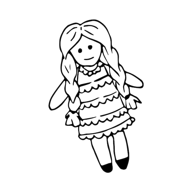 Premium Vector  Dress up doll coloring drawing cartoon doodle