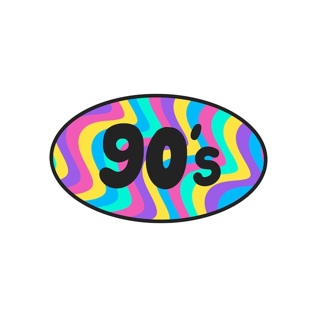 Hand drawn doodle element in 90s 2000s Y2K trendy style. Rainbow sign 90s isolated on white
